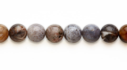 16 inch 14 M.M. Silver Agate Needle Round Beads