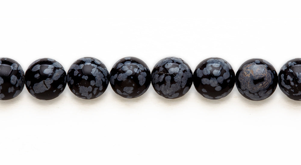 16 inch 12M.M. Snow Flake Obsidian Round Beads