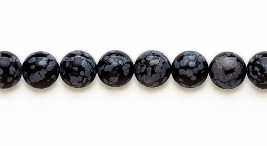 16 inch 12M.M. Snow Flake Obsidian Round Beads