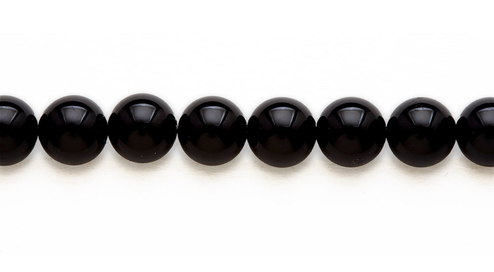 16 inch 12M.M. Black Agate Round Beads