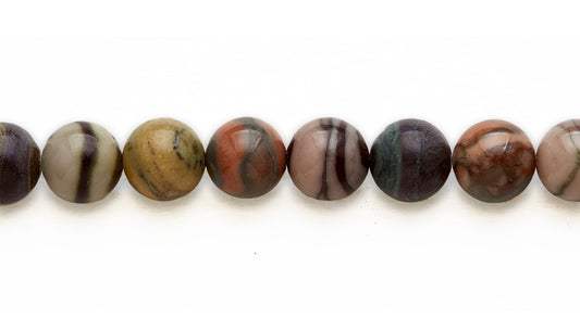 16 inch 12M.M. Rainbow Banded Zebra Jasper Round Beads