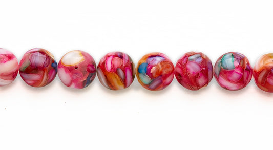 16 inch 12M.M. Pink Mosiac shell Round Beads