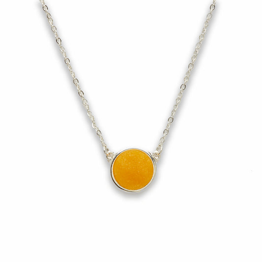 Zinc Alloy Blue Druzy Silver Plated Round Necklace