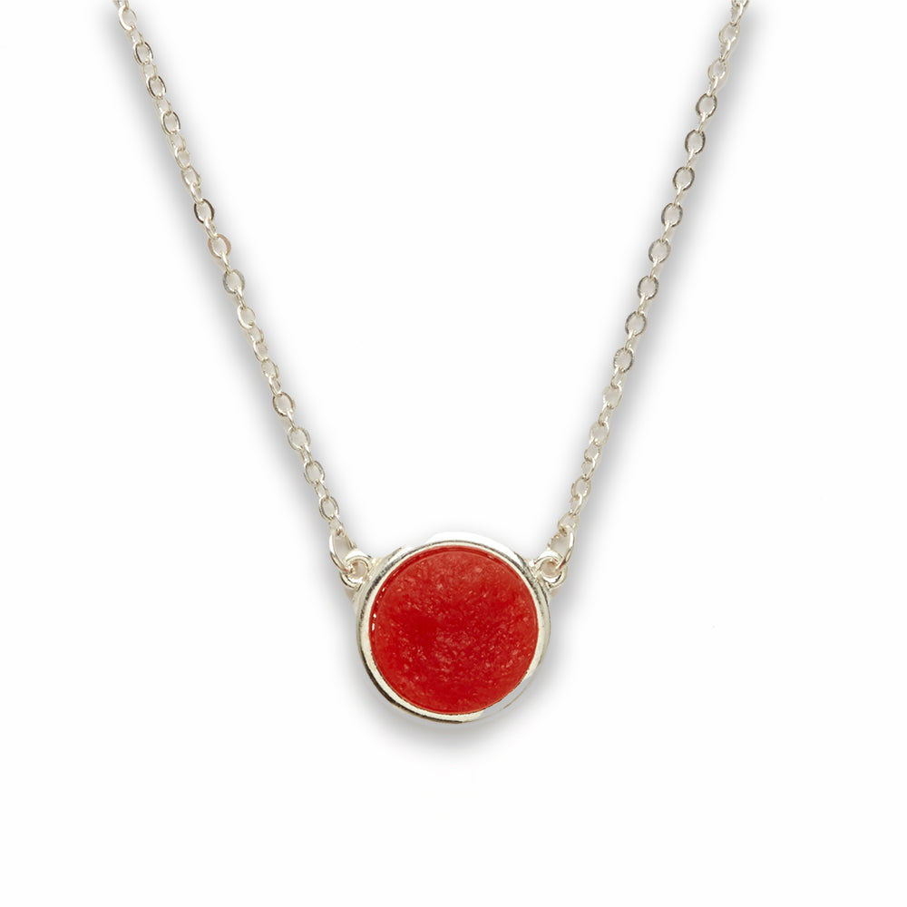 Zinc Alloy Orange Druzy Silver Plated Round Necklace