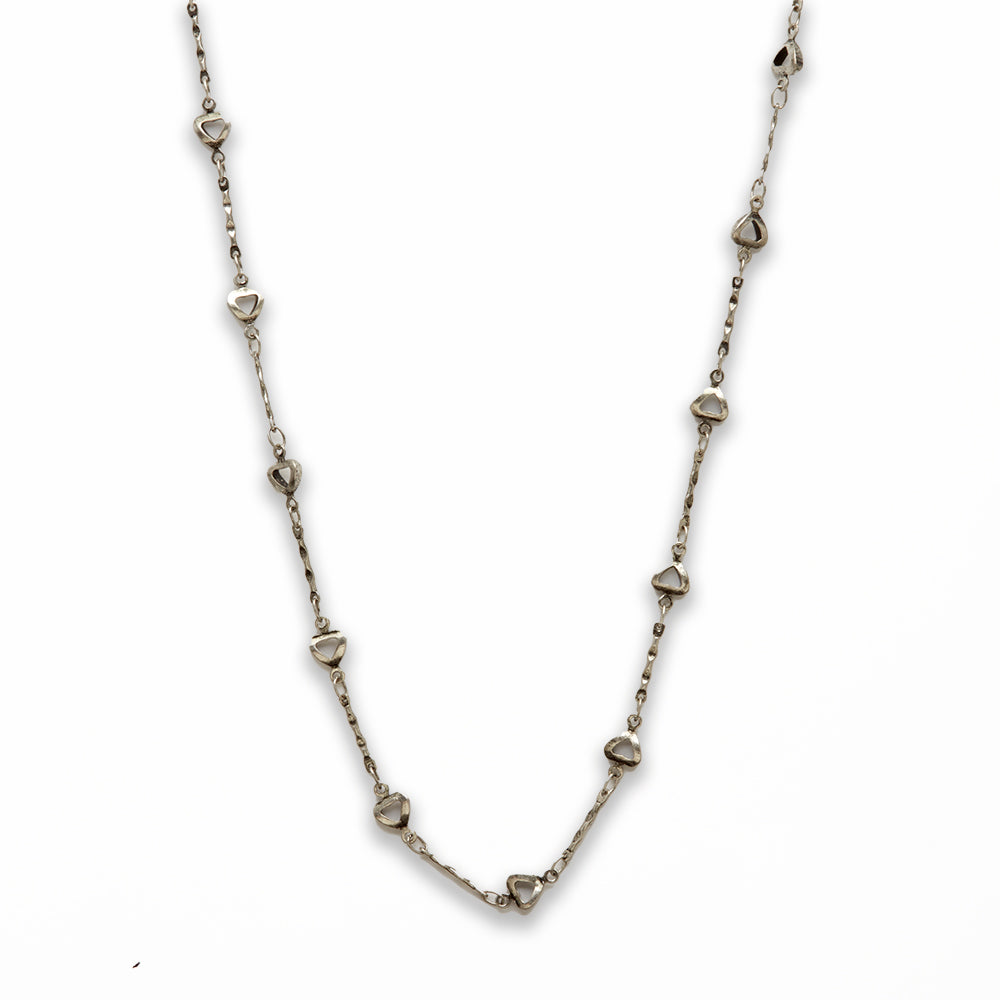 Zinc Alloy Rhodium Plated Heart Necklace