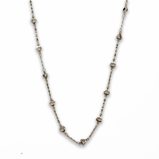Zinc Alloy Rhodium Plated Heart Necklace