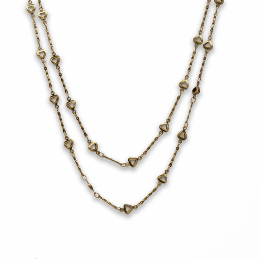 Zinc Alloy Antique Gold Plated Heart Necklace