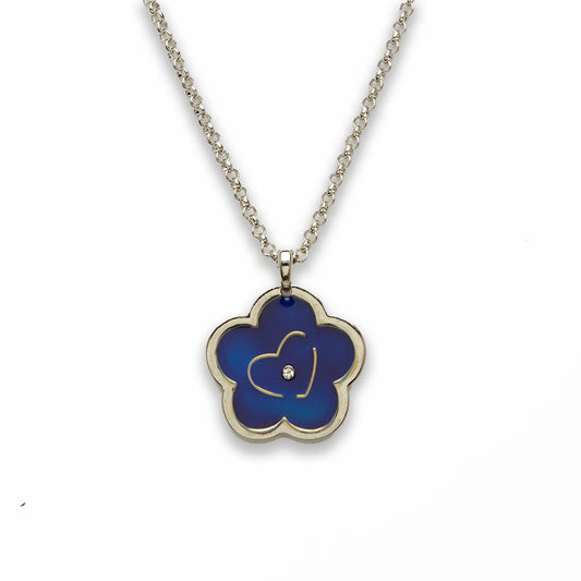 Zinc Alloy Mood Silver Plated Flower Necklace