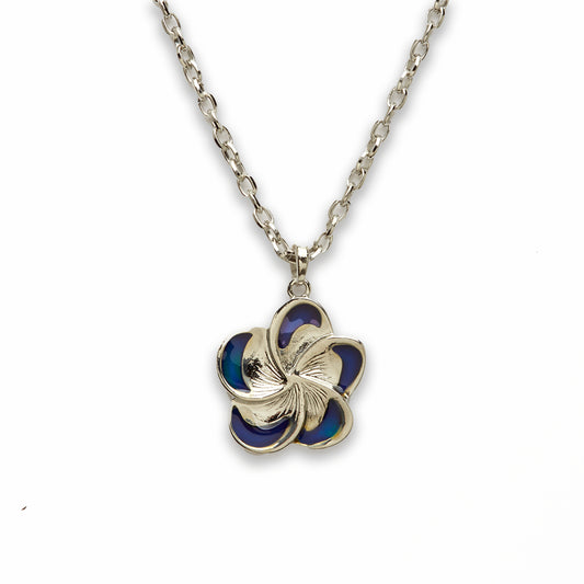 Zinc Alloy Mood Silver Plated Flower Necklace