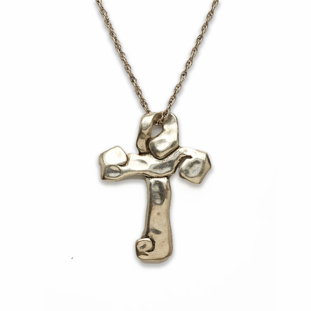 Zinc Alloy Rhodium Plated Cross Necklace