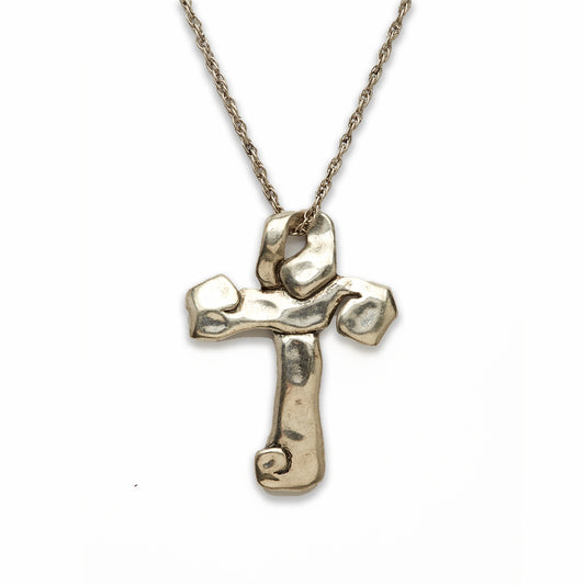 Zinc Alloy Rhodium Plated Cross Necklace