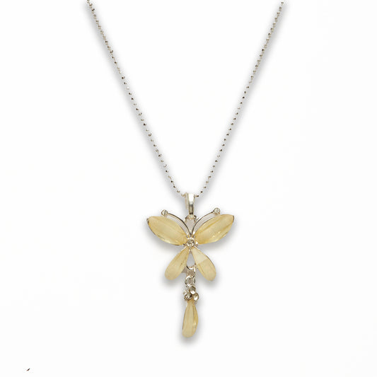 Zinc Alloy Pineapple Quartz Color Silver Plating Butterfly Necklace