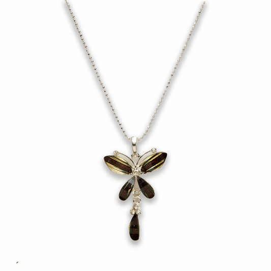 Zinc Alloy Black Silver Plating Butterfly Necklace