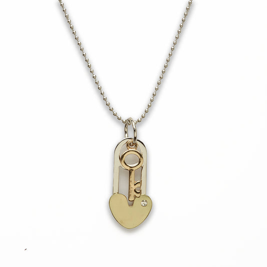 Zinc Alloy Silver, Gold Plating Heart Key Necklace