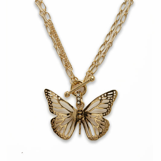 Zinc Alloy Gold Plating Butterfly Necklace
