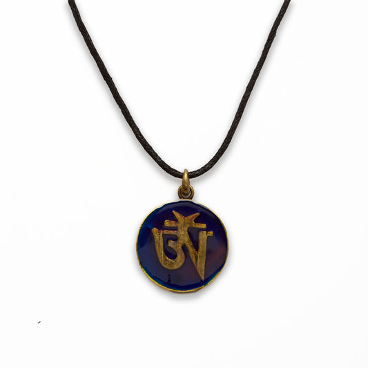 Zinc Alloy Antique Gold Mood Round Necklace