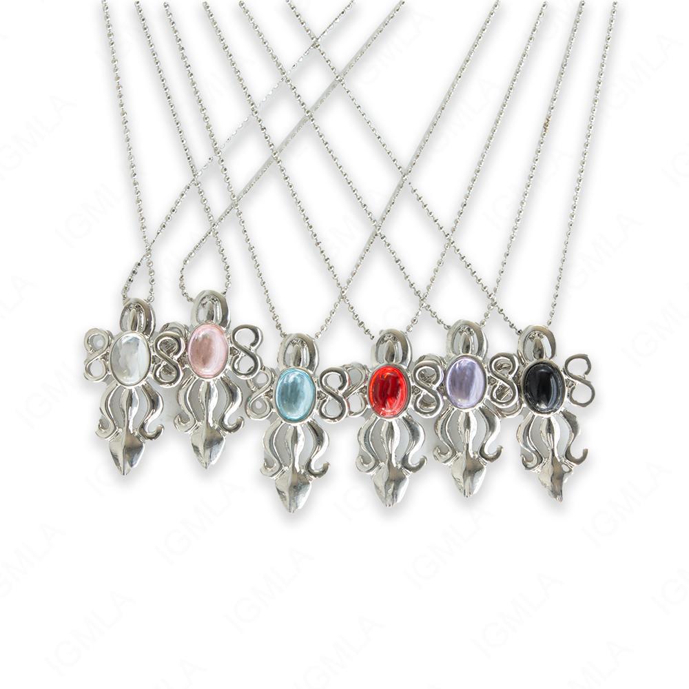 Zinc Alloy Black, Purple, Red, Pink, Clear, Blue Silver Plated Cross Flower Necklace