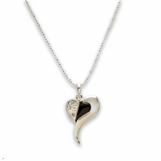 Zinc Alloy Black Silver Plating Heart Necklace