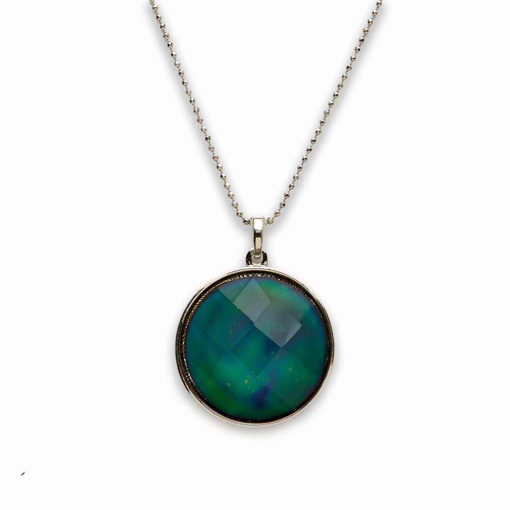 Zinc Alloy Mood Faceted Silver Plated Round Necklace