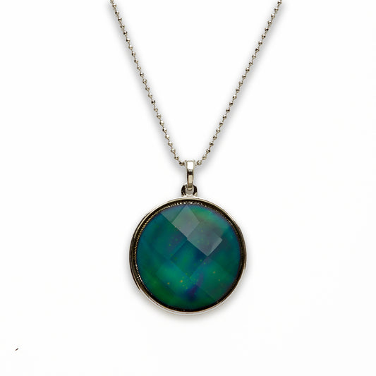 Zinc Alloy Mood Faceted Silver Plated Round Necklace