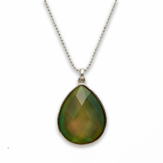 Zinc Alloy Mood Faceted Silver Plated Drop Necklace