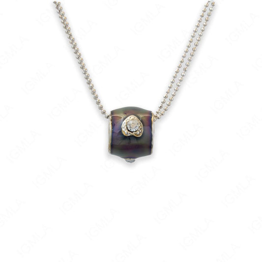 Zinc Alloy Mood w Clear Rhinestone Silver plated Barrel Necklace