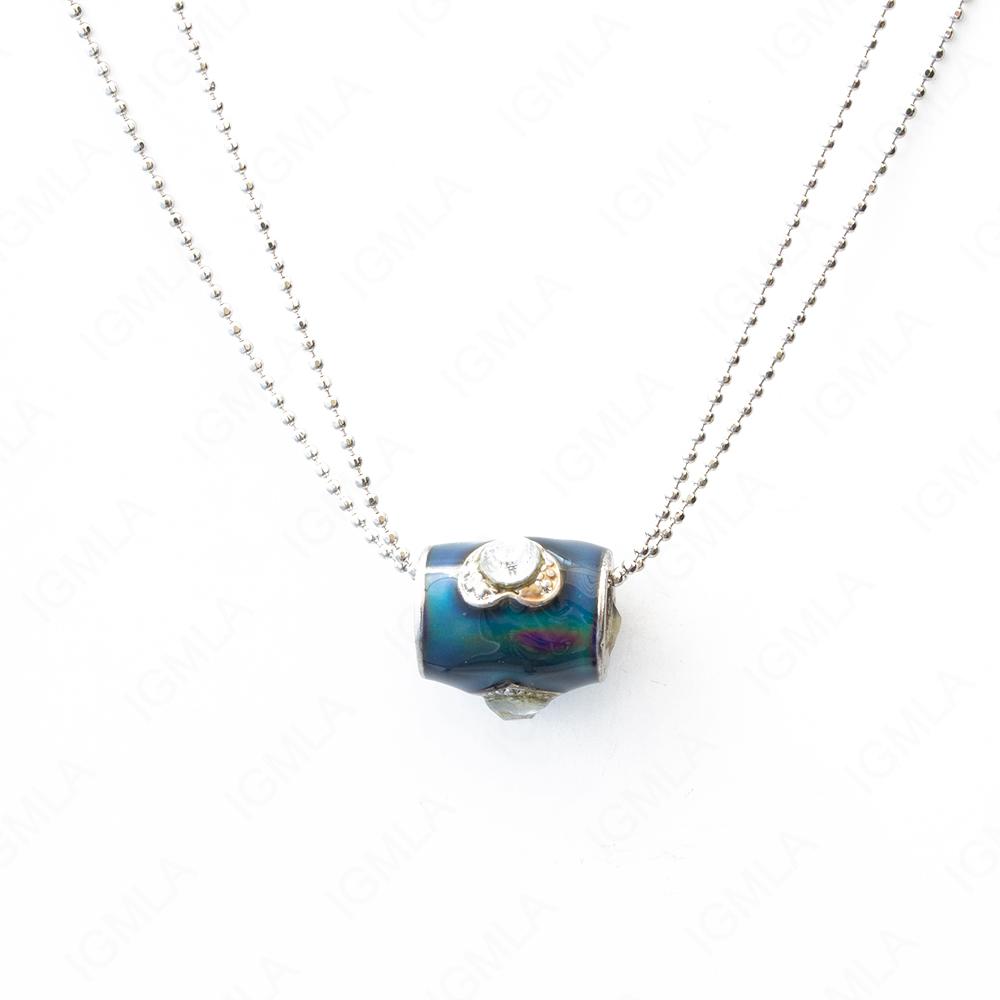 Zinc Alloy Mood w Clear Rhinestone Silver plated Barrel Necklace