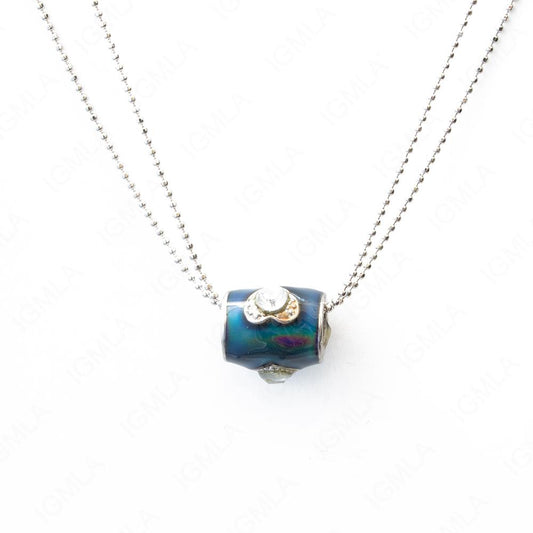 Zinc Alloy Mood w Clear Rhinestone Silver plated Barrel Necklace