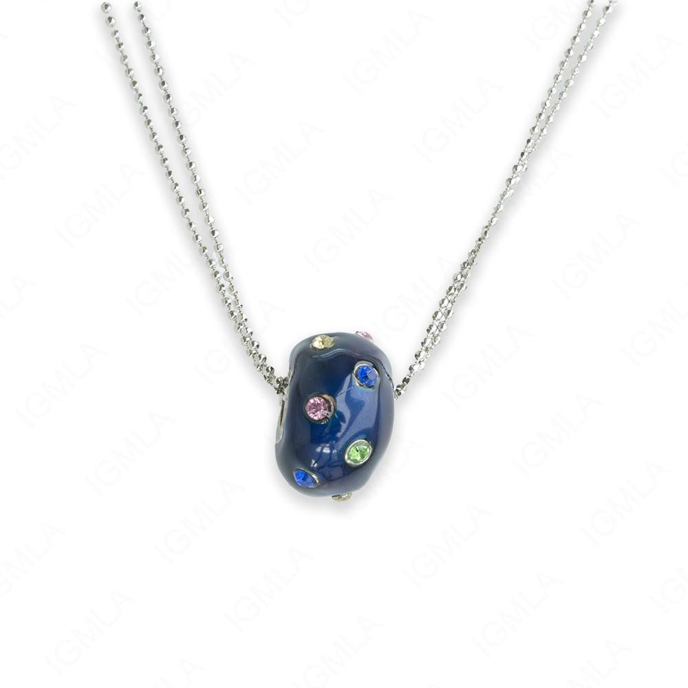 Zinc Alloy Mood w Multi Rhinestone Silver plated Round Necklace