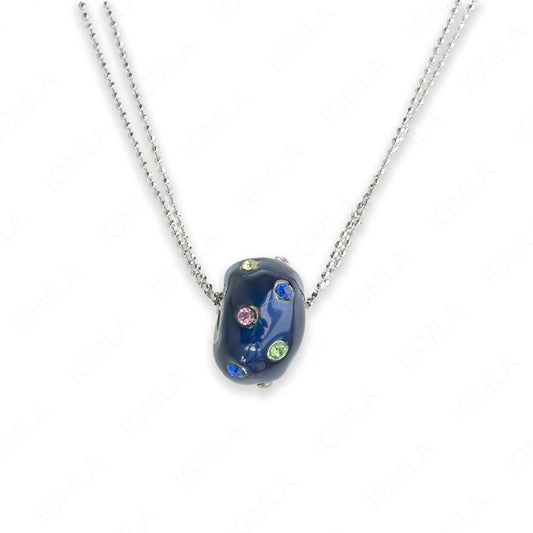 Zinc Alloy Mood w Multi Rhinestone Silver plated Round Necklace
