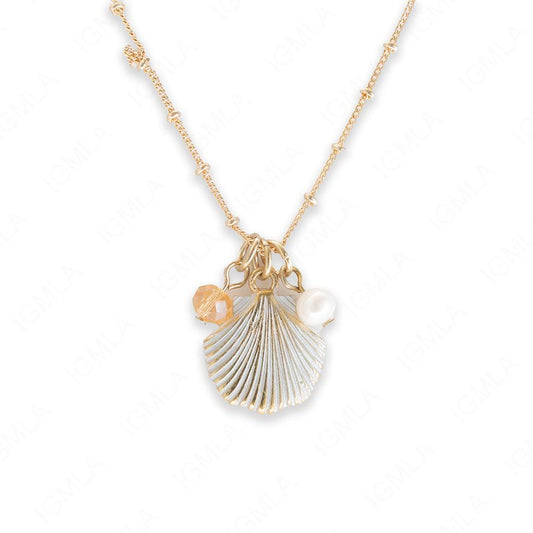 Zinc Alloy Gold Plating Shell Charm Necklace