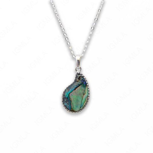 Zinc Alloy Abalone Silver Plating Free form Tear Drop Necklace