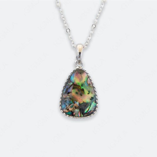 Zinc Alloy Abalone Silver Plating Free form Drop Necklace