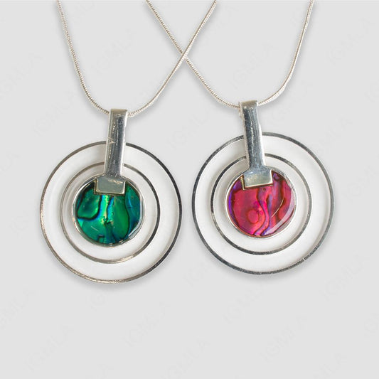 Zinc Alloy Pink, Green Pau shell Circle Necklace