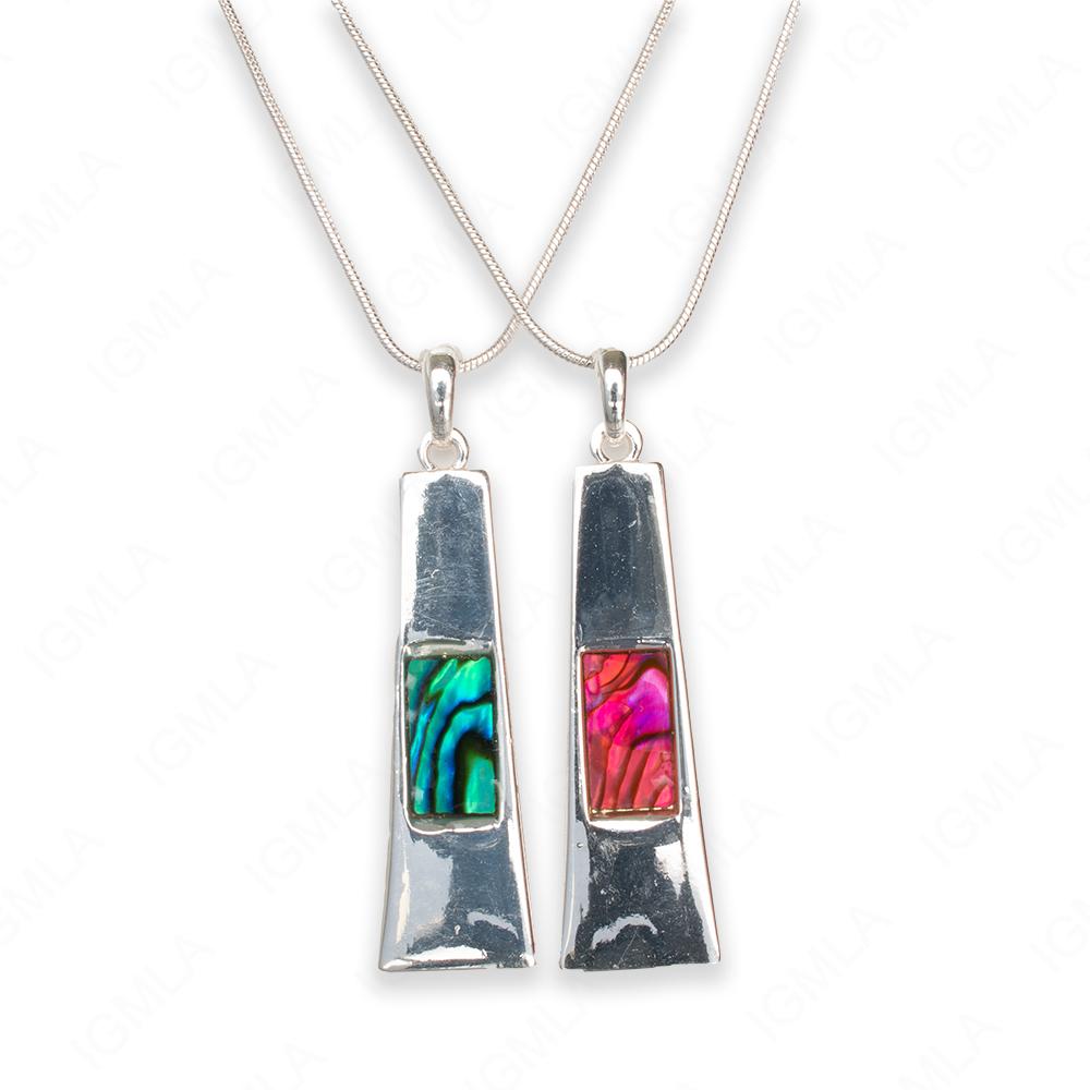 Zinc Alloy Pink, Green Pau shell Ladder Necklace