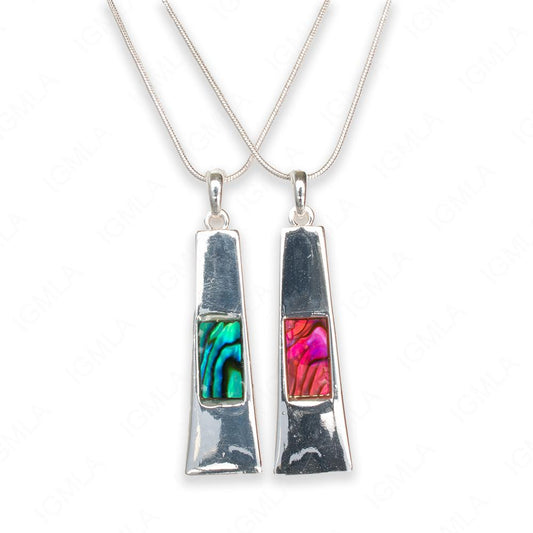 Zinc Alloy Pink, Green Pau shell Ladder Necklace