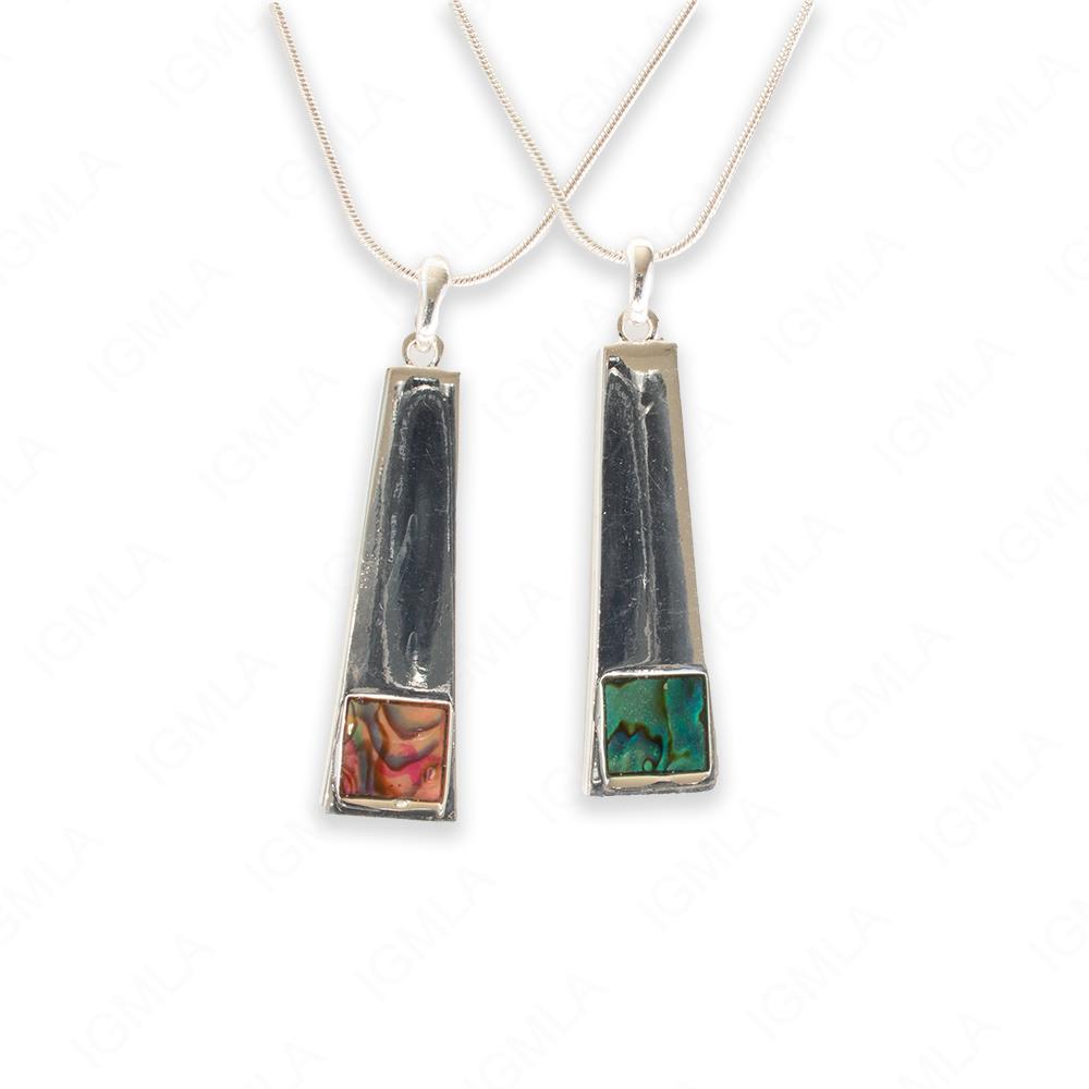 Zinc Alloy Pink, Green Pau shell Ladder Necklace