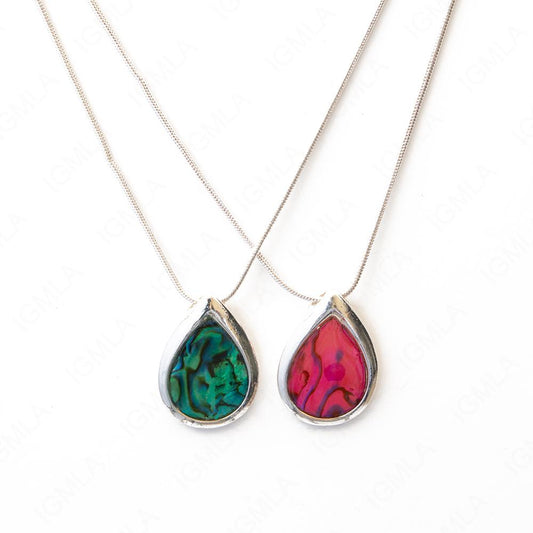 Zinc Alloy Pink, Green Pau shell Drop Necklace