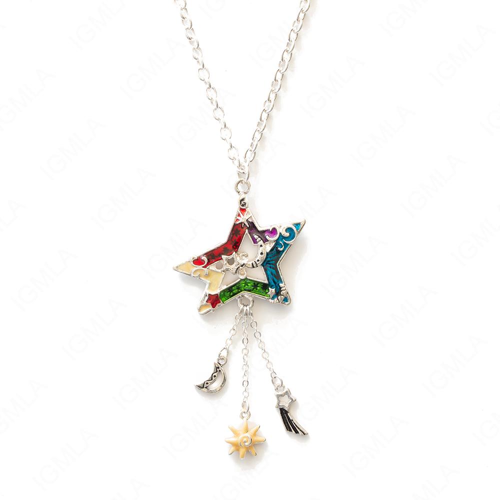 Zinc Alloy Multi Color Silver Plated Stars Necklace