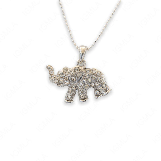 Zinc Alloy Clear Rhinestone Silver Plated Elephant Necklace