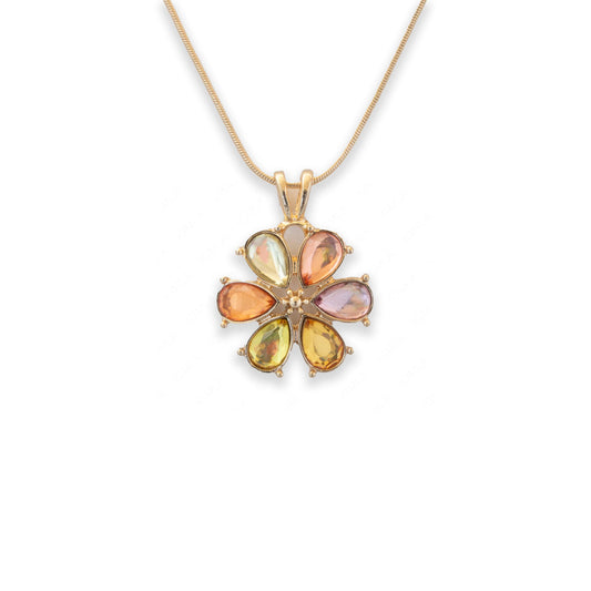 Zinc Alloy Multi Crystal Gold Plated Flower Flower Necklace