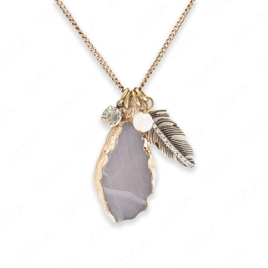 Zinc Alloy Agate Antique Gold Plated Drop Necklace