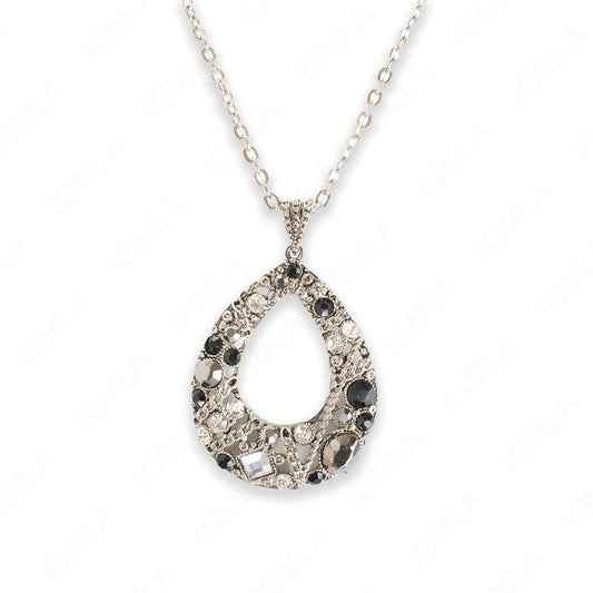 Zinc Alloy Assorted Rhinestone Silver plated Drop Necklace