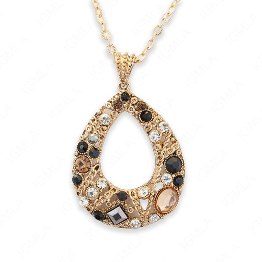 Zinc Alloy Assorted Rhinestone Gold plated Drop Necklace
