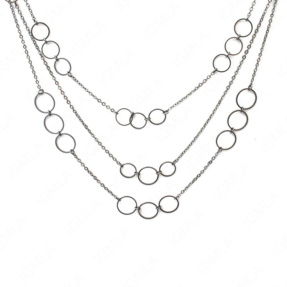 Zinc Alloy Gun Metal Plating Circle Necklace