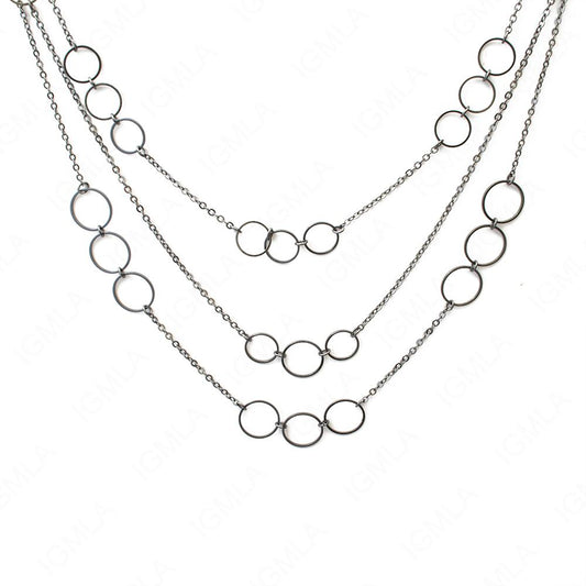 Zinc Alloy Gun Metal Plating Circle Necklace