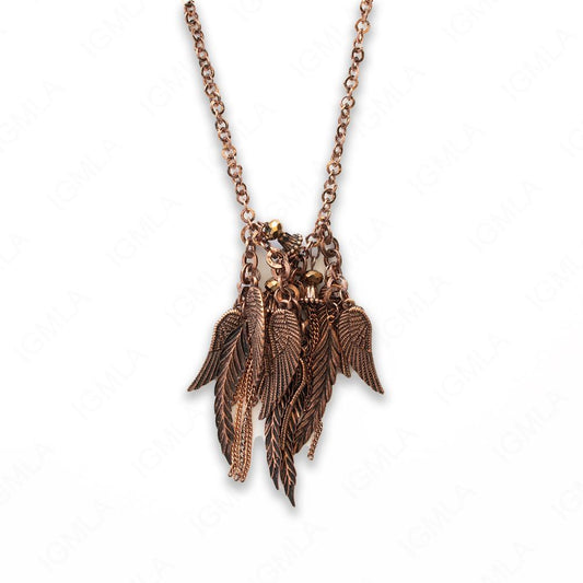 Zinc Alloy Antique Rose Gold Plating Wings Necklace