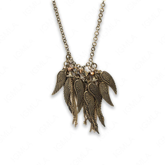 Zinc Alloy Antique Gold Plating Wings Necklace