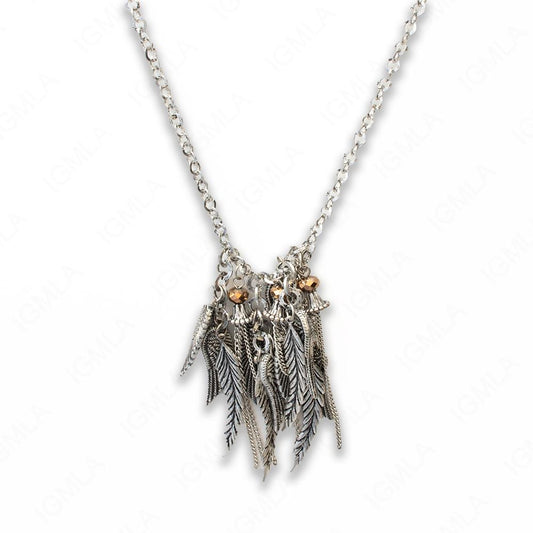 Zinc Alloy Antique Silver Plating Wings Necklace