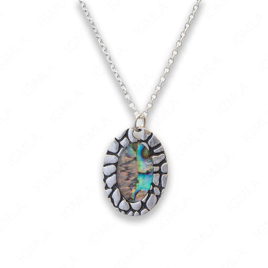 Zinc Alloy Abalone Antique Silver Plating Oval Necklace